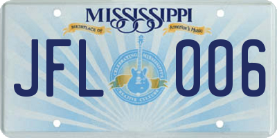 MS license plate JFL006