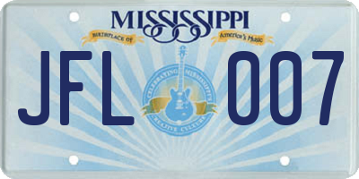 MS license plate JFL007