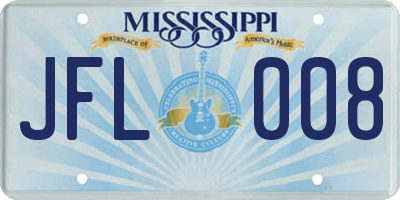 MS license plate JFL008