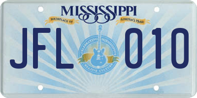 MS license plate JFL010