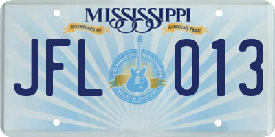 MS license plate JFL013