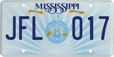 MS license plate JFL017