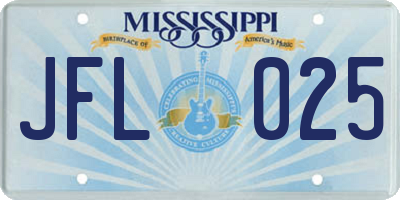 MS license plate JFL025