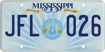 MS license plate JFL026