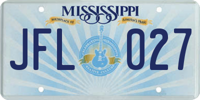 MS license plate JFL027