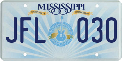 MS license plate JFL030