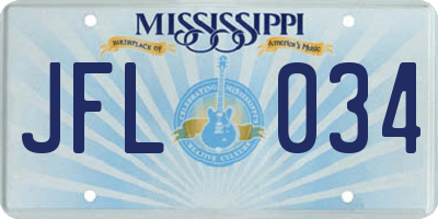 MS license plate JFL034