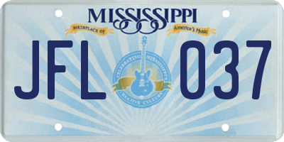 MS license plate JFL037