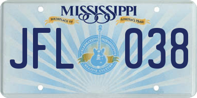 MS license plate JFL038
