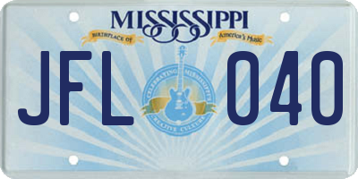 MS license plate JFL040