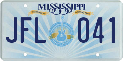 MS license plate JFL041