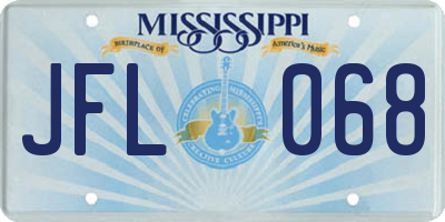 MS license plate JFL068