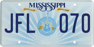 MS license plate JFL070