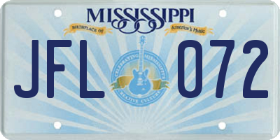MS license plate JFL072