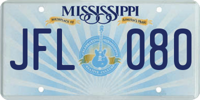 MS license plate JFL080