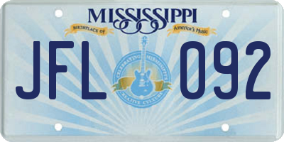 MS license plate JFL092