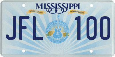 MS license plate JFL100