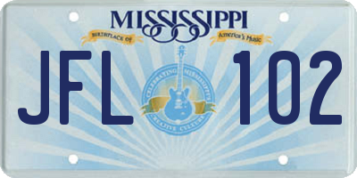 MS license plate JFL102