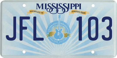 MS license plate JFL103