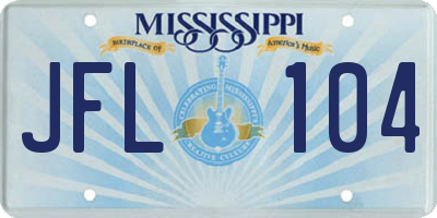 MS license plate JFL104