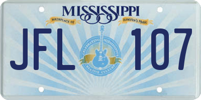 MS license plate JFL107