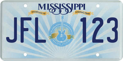 MS license plate JFL123