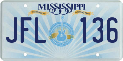 MS license plate JFL136