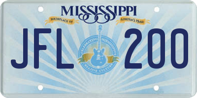 MS license plate JFL200