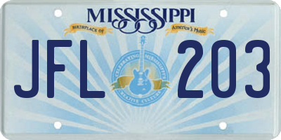 MS license plate JFL203
