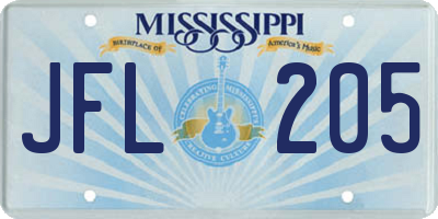 MS license plate JFL205
