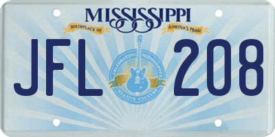 MS license plate JFL208