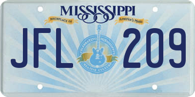 MS license plate JFL209
