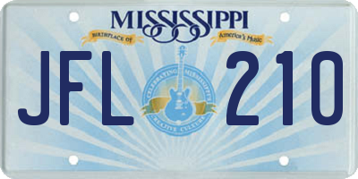 MS license plate JFL210
