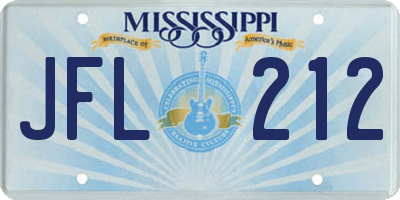 MS license plate JFL212