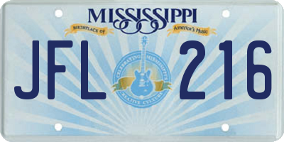 MS license plate JFL216