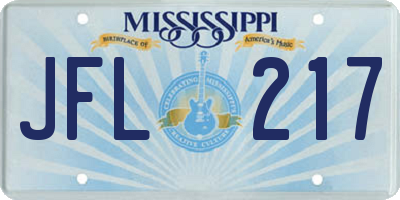MS license plate JFL217