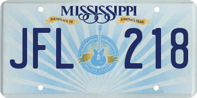 MS license plate JFL218