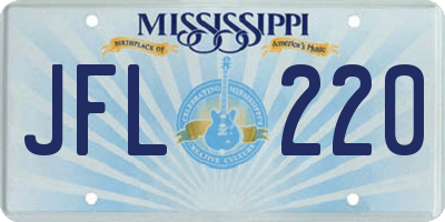 MS license plate JFL220
