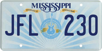 MS license plate JFL230