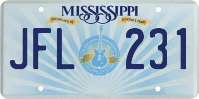 MS license plate JFL231