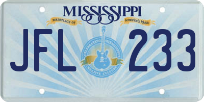MS license plate JFL233