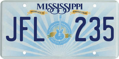 MS license plate JFL235