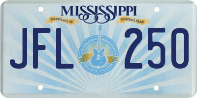 MS license plate JFL250