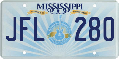 MS license plate JFL280