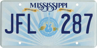 MS license plate JFL287