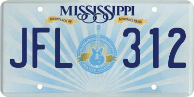 MS license plate JFL312