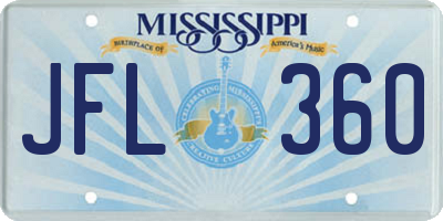 MS license plate JFL360