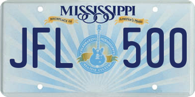 MS license plate JFL500