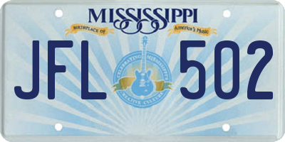 MS license plate JFL502