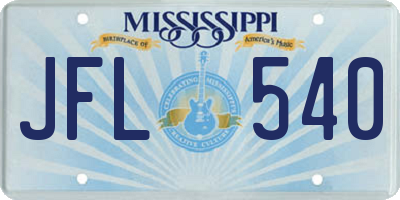 MS license plate JFL540
